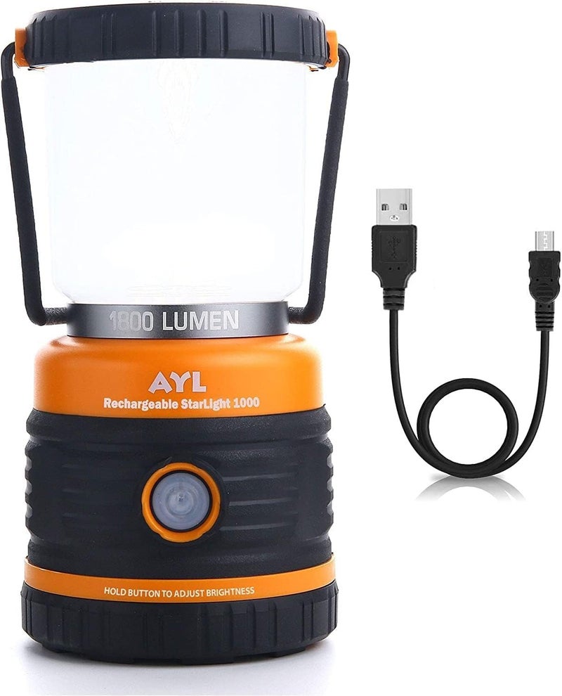 AYL LED Camping Lantern Rechargeable, 1800LM, 4 Light Modes, 4400mAh Power Bank, IP44 Waterproof, Perfect Lantern Flashlight for Hurricane, Emergency, Power Outages, Home and More, USB Cable Included - Image 1